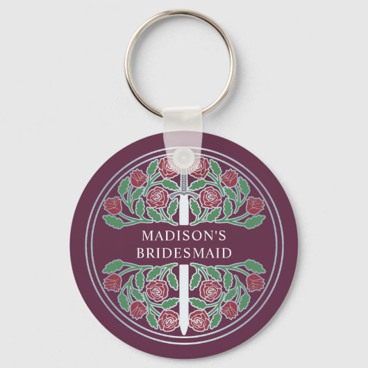 Silver Mauve Floral Bridesmaid Royal Wedding Gift キーホルダー (正面)