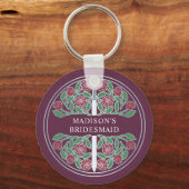 Silver Mauve Floral Bridesmaid Royal Wedding Gift キーホルダー (正面)