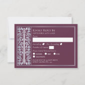Silver Mauve Medieval Sword Wedding RSVP (正面)