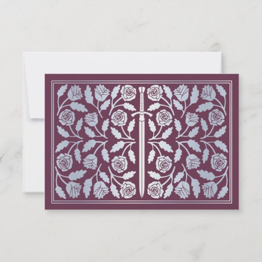 Silver Mauve Medieval Sword Wedding RSVP (裏面)