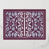 Silver Mauve Medieval Sword Wedding RSVP 箔招待状 (裏面)