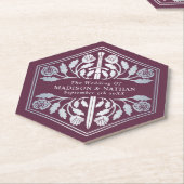 Silver Mauve Royal Medieval Sword Wedding ペーパーコースター (アングル)