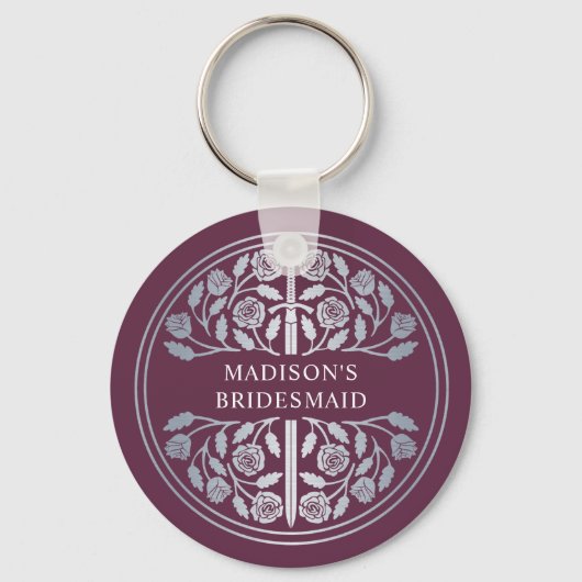 Silver Mauve Sword Bridesmaid Royal Wedding Gift キーホルダー (正面)