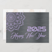 Silver mauve wish card New Year with mandala シーズンカード (正面/裏面)