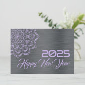 Silver mauve wish card New Year with mandala シーズンカード (スタンド正面)