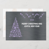 Silver mauve wish card New Year with tree & balls シーズンカード (正面/裏面)