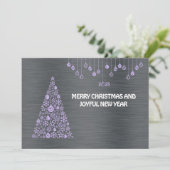 Silver mauve wish card New Year with tree & balls シーズンカード (スタンド正面)