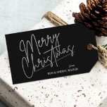 Silver Merry Christmas Luxe Black ギフトタグ<br><div class="desc">Merry Christmas in a faux silver foil script and your names in chic lettering,  these black gift tags or party favor tags are stylish for any Christmas holiday occasion.</div>