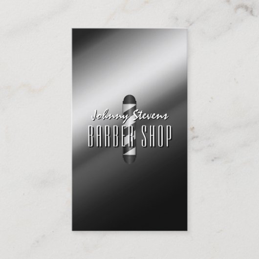 Silver metal barber pole barbershop 名刺 (正面)