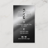 Silver metal barber pole barbershop 名刺 (裏面)