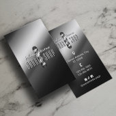 Silver metal barber pole barbershop 名刺