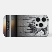 Silver Metal Eagle Emblem With Dripping Paint iPhoneケース (裏面横)