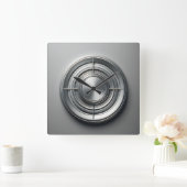 silver metal quarters スクエア壁時計 (ホーム)