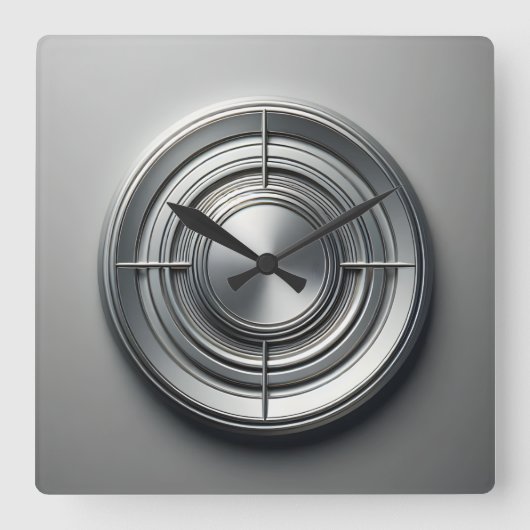 silver metal quarters スクエア壁時計 (正面)