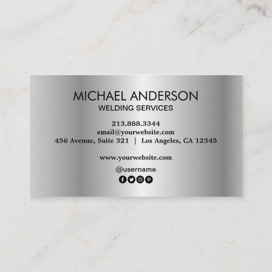 Silver Metal Welding Fabrication Contractor Welder 名刺 (裏面)