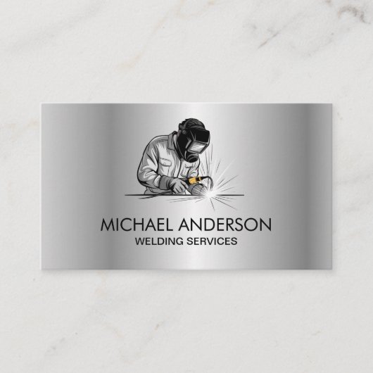Silver Metal Welding Fabrication Contractor Welder 名刺 (正面)