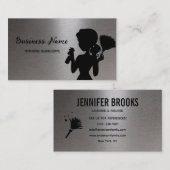 Silver Metallic Cleaning Service Housekeeper Maid 名刺 (正面/裏面)