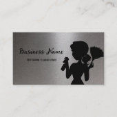 Silver Metallic Cleaning Service Housekeeper Maid 名刺 (正面)