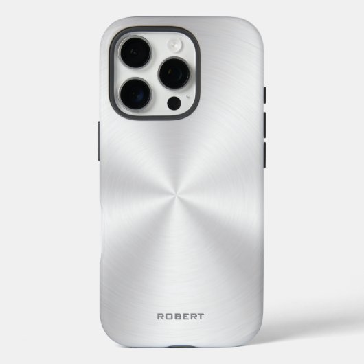 Silver Metallic Texture Stainless Steel Look Case-Mate iPhoneケース (裏面)