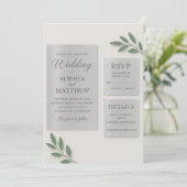 Silver Mirror Acrylic Wedding Invitation Set with  招待状 (スタンド正面)