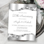 Silver Mirror Foil 25th Anniversary Invitation ポストカード