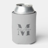 Silver Mist | Custom Monogram Wedding Groomsmen  缶クーラー (缶正面)
