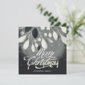 Silver mistletoe wreath Flat Holiday Card シーズンカード (スタンド正面)