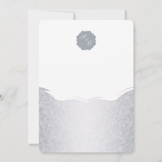 Silver Modern Damask Wedding Invitation 招待状 (裏面)