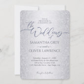 Silver Modern Damask Wedding Invitation 招待状 (正面)
