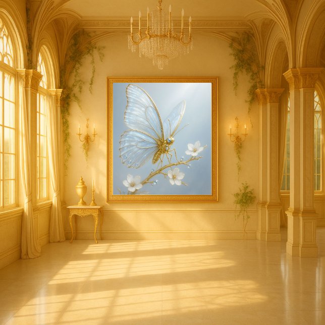 Silver Morpho Butterfly Luxury Metal Wall Art メタルプリント (クリエイターアップロード済み)