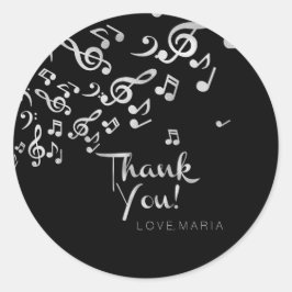 Silver Music Notes、ありがカスタマイズとう ラウンドシール
