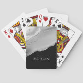 Silver Name, Glitter & Agate on Black トランプ (裏面)