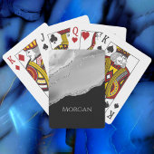 Silver Name, Glitter & Agate on Black トランプ