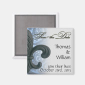 silver/navy "iron（紋章の）フラ・ダ・リ"日付を保存 – Fr マグネット (正面/裏面)