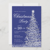 Silver Navy Winter Christmas Tree Holiday Party  招待状 (正面)