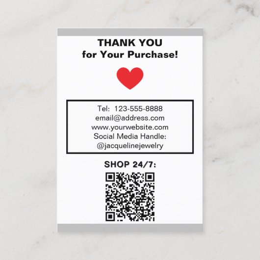 Silver Necklace Earrings Website QR Code 名刺 (裏面)