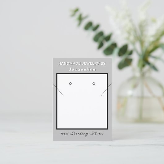 Silver Necklace Earrings Website QR Code 名刺 (スタンド正面)