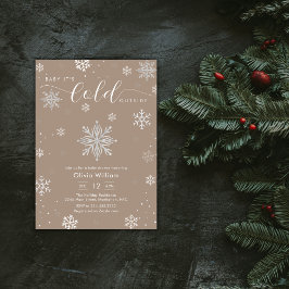 Silver Neutral Magic Winter Snowflake Baby Shower 招待状