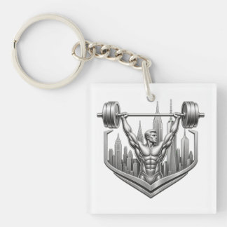 Silver NYC Bodybuilder Logo - Metallic New York Ci キーホルダー