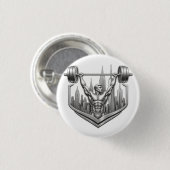 Silver NYC Bodybuilder Logo - Metallic New York Ci 缶バッジ (正面&裏面)