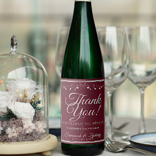 Silver on Burgundy 結婚's Thank You ワインラベル