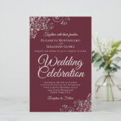Silver on Burgundy BUDGET Wedding Invite Large (スタンド正面)