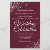 Silver on Burgundy BUDGET Wedding Invite Large (正面)