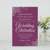 Silver on Magenta BUDGET Wedding Invite Large (スタンド正面)