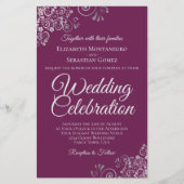 Silver on Magenta BUDGET Wedding Invite Large (正面)