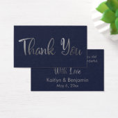 Silver on Navy 結婚's Thank Youメッセージカードカード (デスク)