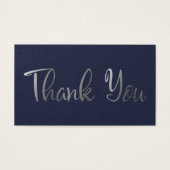 Silver on Navy 結婚's Thank Youメッセージカードカード (正面)