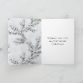 Silver Ornament White Bow Christmas Branches カード (内部)