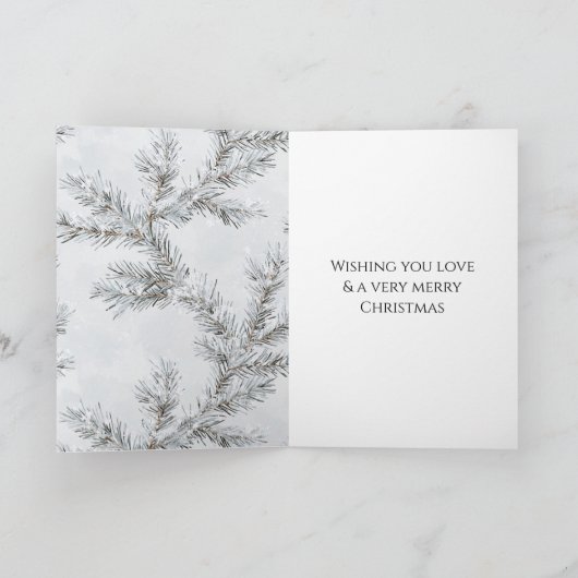 Silver Ornament White Bow Christmas Branches カード (内部)