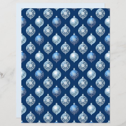 Silver Ornaments on Dark Blue Scrapbook Paper (正面/裏面)